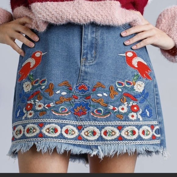 Private Label Dresses & Skirts - Red Piper Embroidered Boho Skirt